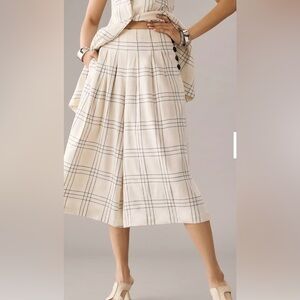 Anthropologie Maeve Pleated Linen
Blend Culottes, Size 10-NWT
